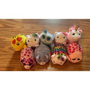 TY Teeny Tys Tsum Tsum Lot of 9 Plushies New Small Cute Toys Hello Kitty